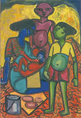 H.A. Gade (Artist), Tribal people of Matheran, 1948, Painting