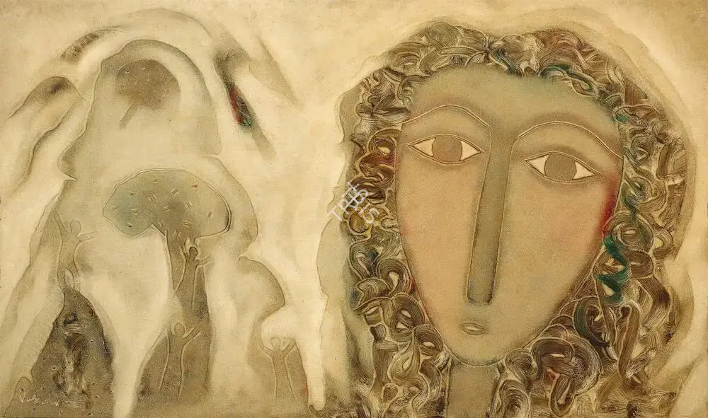 S.G. Vasudev (Artist), She & Mountains, 2005, Painting