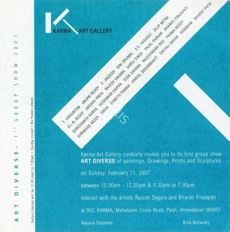 Karma Art Gallery (Organiser), Art Diverse of Paintings, Drawings, Prints and Sculptures, 2007, Group Exhibition Invitation