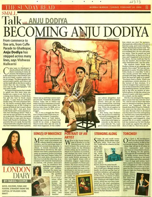 Vishwas Kulkarni (Writer), Becoming Anju Dodiya, 2008, Newspaper clipping