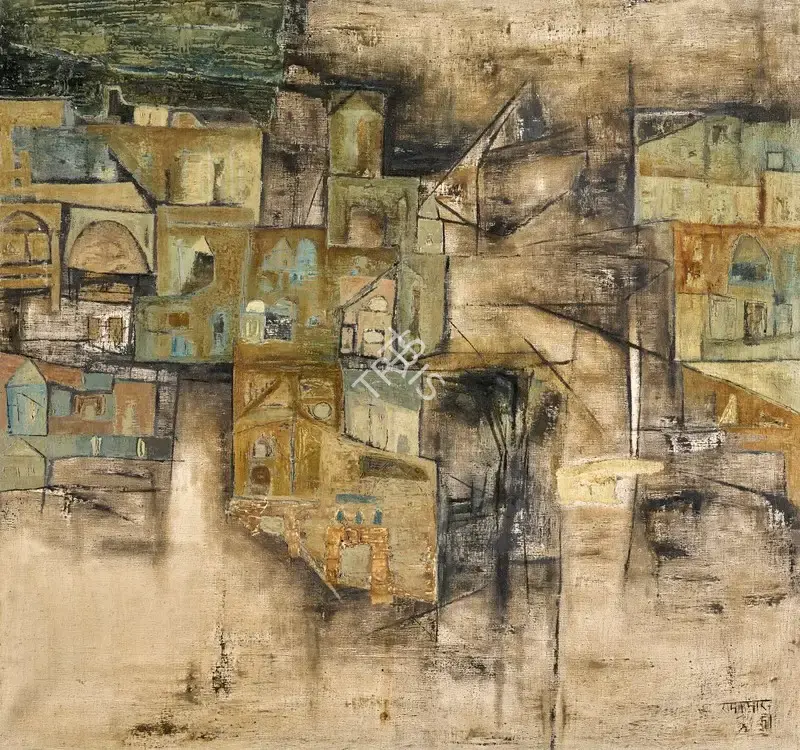 Ramkumar (Artist), Untitled (Benares Ghat), 1965, Painting