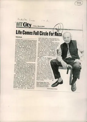 Vinita Faridi (Reporter), Life Comes Full Circle For Raza, 2002, Newspaper Clipping