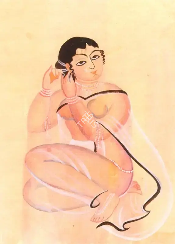 Kalighat School (Artist), Woman Putting on an Earing, 1910, Painting