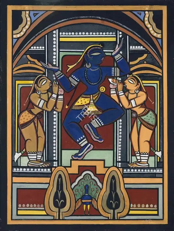 Roy, Jamini (Artist). Krishna with Gopis, 1950 | Painting, AG.Onl/21.08.15, 2015 · Asta Guru