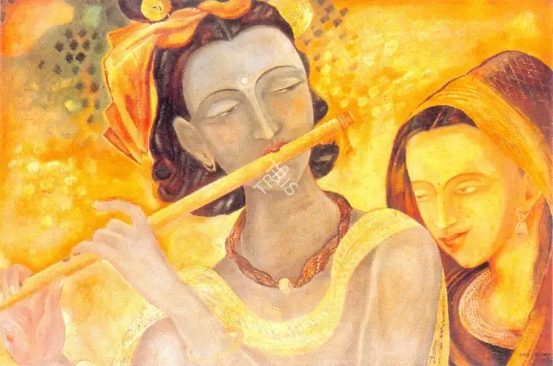 Manishi Dey (Artist), Krishna and Radha, 1954, Painting