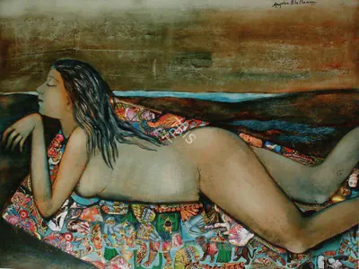 Anjolie Ela Menon (Artist), Nude Eden Revisited, 2006, Painting