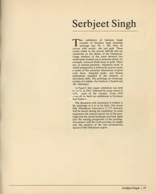 Serbjeet Singh (Text by), Serbjeet Singh, 1987, Essay