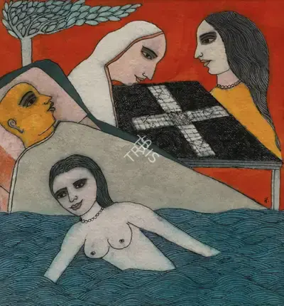 Badri Narayan (Artist), A Composition on the Game of Chaupad, 2000, Painting