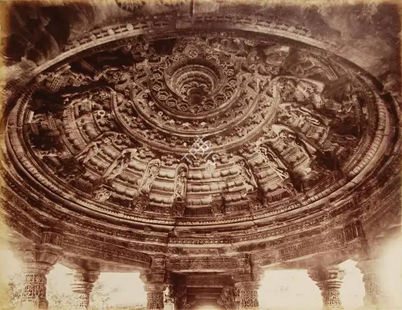 Lala Deen Dayal (Photographer), Ceiling of a Jain temple Chittore, 1890, Antiquarian Photograph
