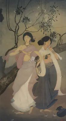 Kshitindranath Majumdar (Artist), Radha And Lalita, 1931, Painting