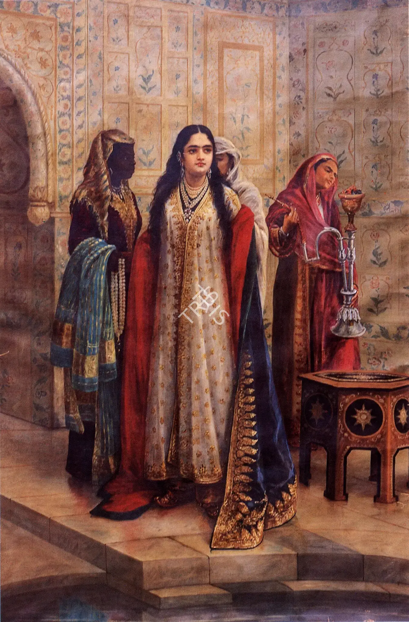 Varma, Raja Ravi (Artist). The Begum's Bath, n.d. | Painting, He.Mum/15.11.97, 1997 · HEART