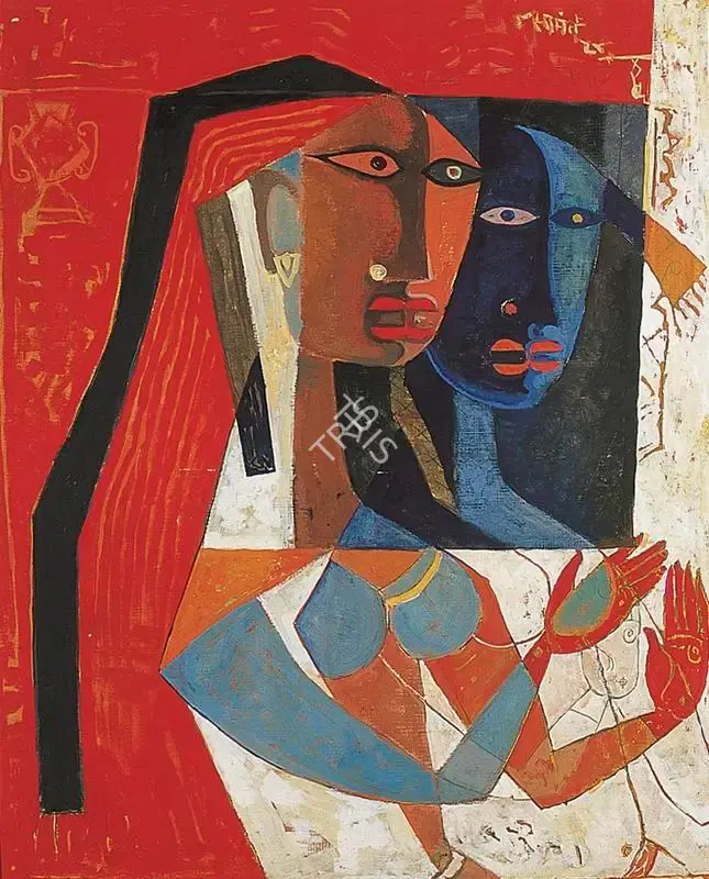 Mohan Samant (Artist), Blue Mirror, 1951, Painting