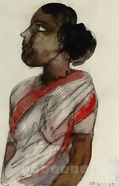 Jogen Chowdhury (Artist), Untitled (Woman), 1983, Painting
