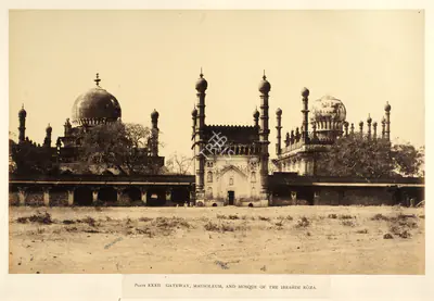Colonel Thomas Biggs (Photographer), Gateway, Mausoleum, and Mosque of the Ibrahim Roza. Bijapur, 1855, Antiquarian Photograph