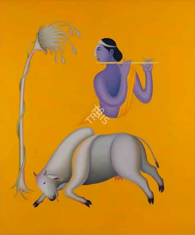 Bawa, Manjit (Artist). Untitled (Krishna and Cow), 1998 | Painting, 2017 · Christie's