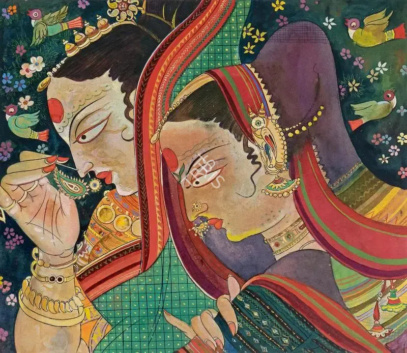 A.A. Almelkar (Artist), Two Women, Painting