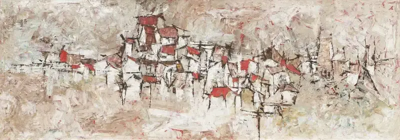 B. Prabha (Artist), Untitled (Houses), 1964, Painting
