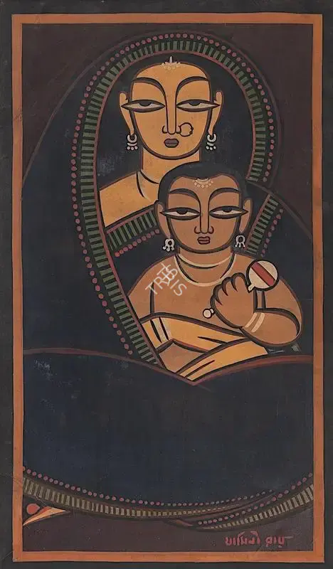 Jamini Roy (Artist), Mother & Child Series, 1949, Painting