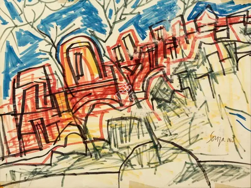F.N. Souza (Artist), Untitled, 1960, Painting