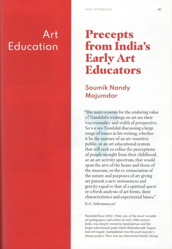 Soumik Nandy Majumdar (Essayist), Precepts from India's Early Art Educators, 2020, Essay