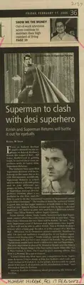 Kunal M. Shah (Reporter), Superman To Clash With Desi Superhero, 2006, Newspaper Clipping