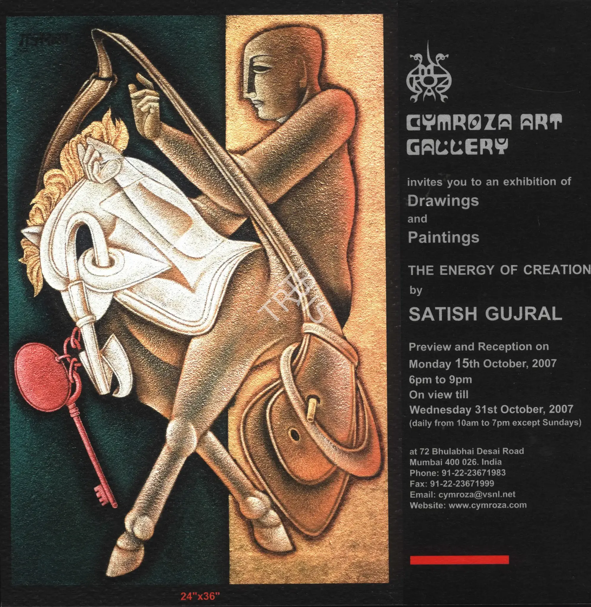 Satish Gujral (Artist), Energy of Creation, 2007, Solo Exhibition Invitation