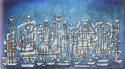 Sadequain (Artist), Calligraphic Symbols, 1982, Painting