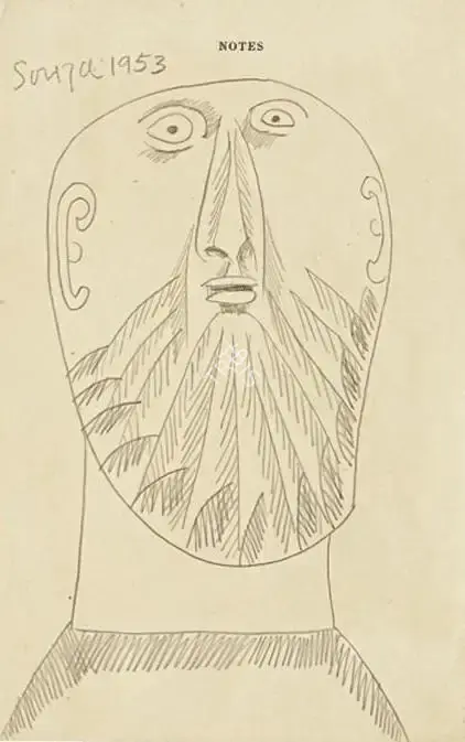 F.N. Souza (Artist), Untitled (Head), 1953, Drawing