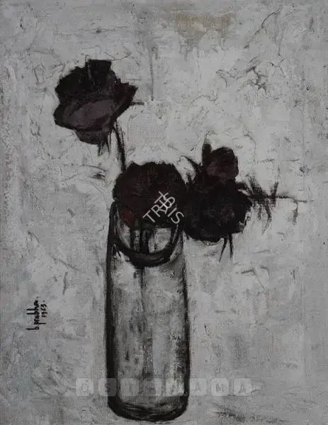 B. Prabha (Artist), Black Roses (Nature Morte), 1963, Painting