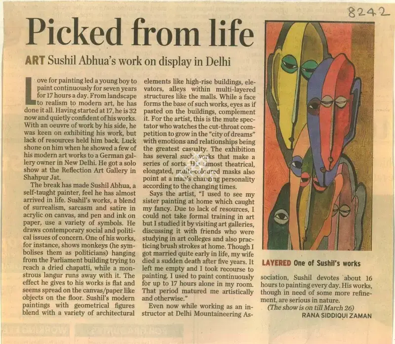 Rana Siddiqui Zaman (Reporter), Picked from Life, 2009, Newspaper Clipping