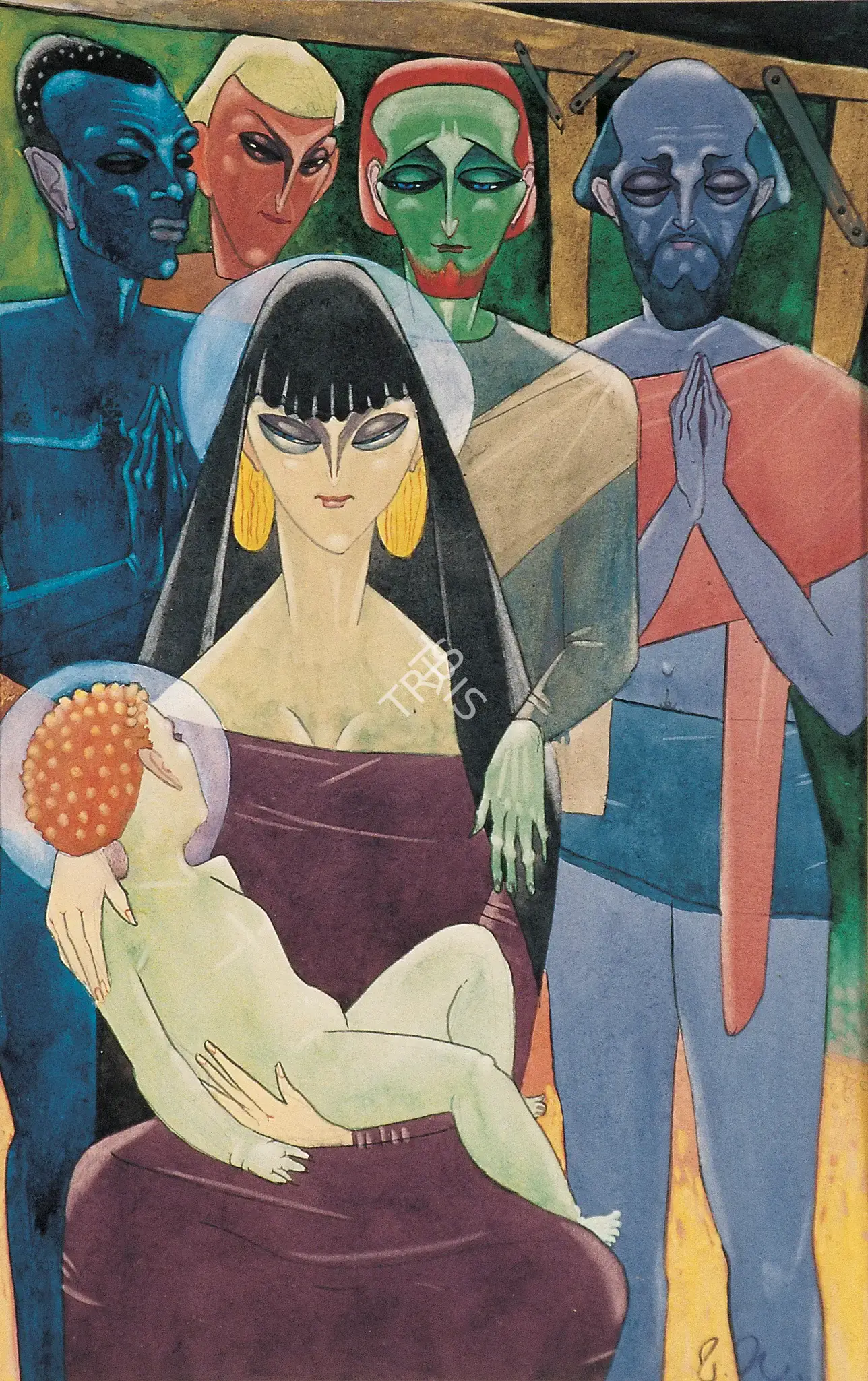 Vishwanath Nageshkar (Artist), Three Wise Men, 1951, Painting