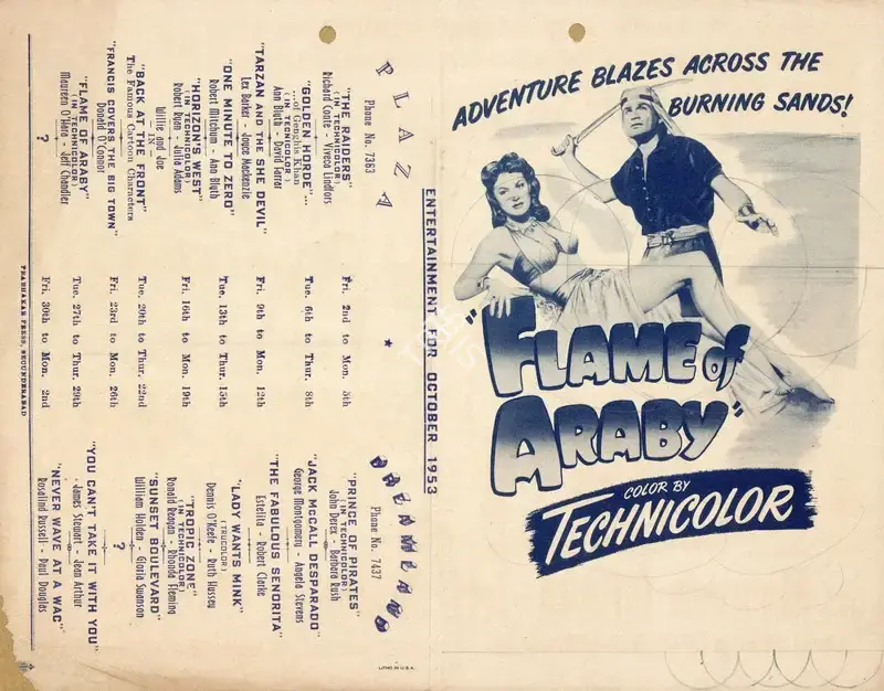 Charles Lamont (Director), Flame of Araby, 1951, Handbill