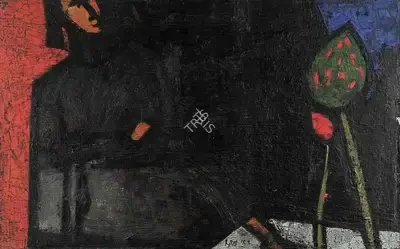 S.H. Raza (Artist), Woman with a Tree, 1953, Painting