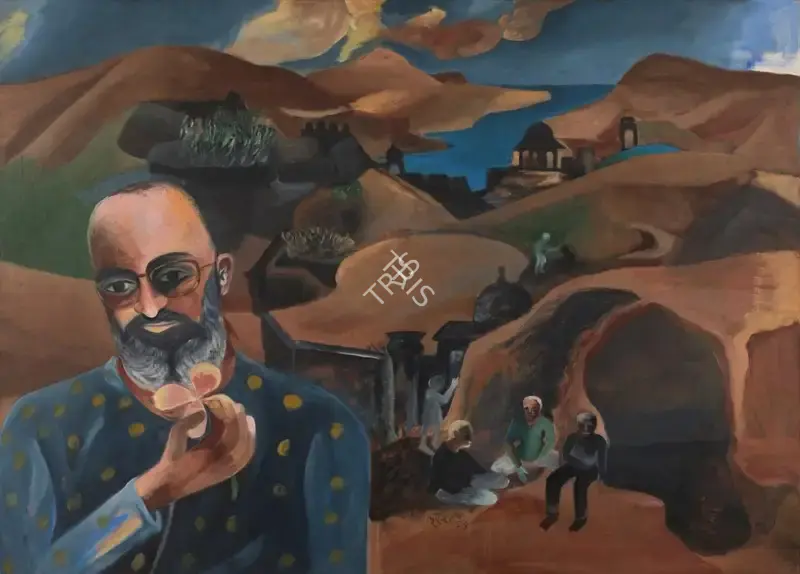 Khakhar, Bhupen (Artist). Untitled (Champaner), 1996 | Painting, Sa.Mum/13.03.24, 2024 · Saffronart