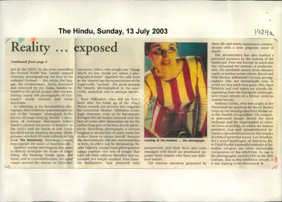 Gayatri Sinha (Reporter), Reality…Exposed, 2003, Newspaper Clipping