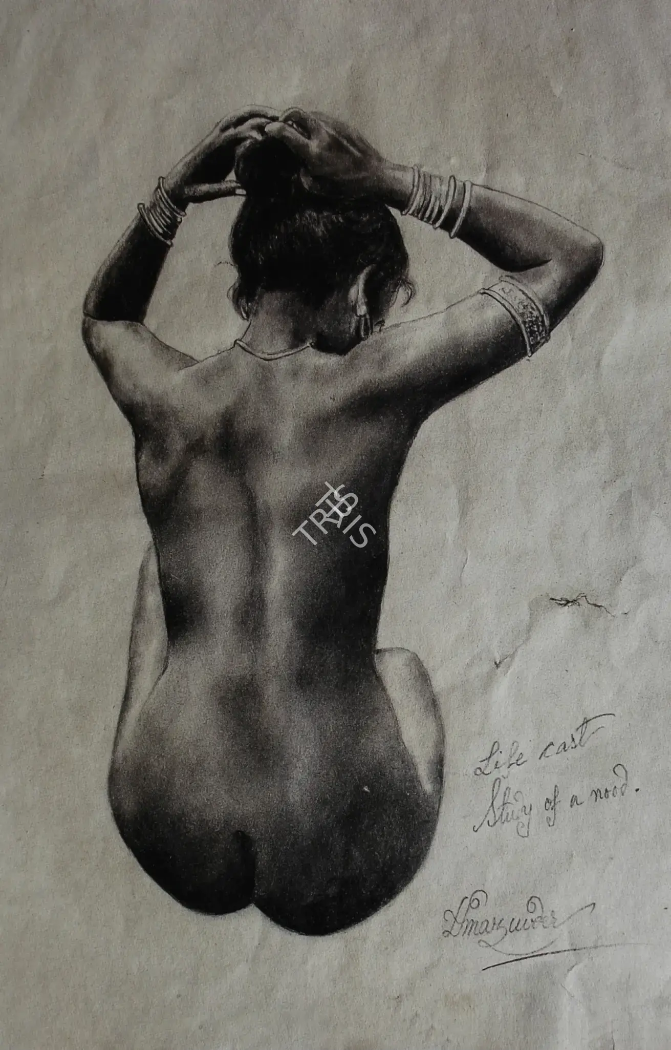 Hemendranath Mazumdar (Artist), Life Cast - Study of a Nude, Drawing