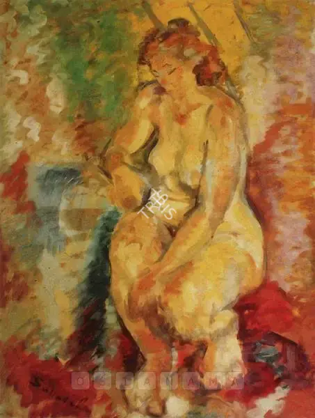 Jehangir Sabavala (Artist), Seated Nude - I, 1948, Painting