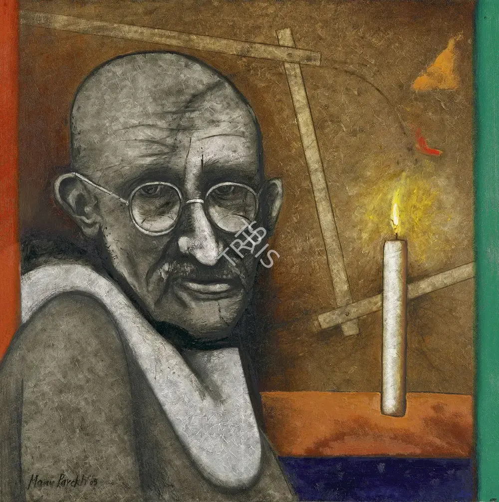 Manu Parekh (Artist), Portrait of Gandhi I, 2005, Painting