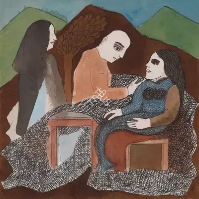 Badri Narayan (Artist), Freeing The Mermaid From The Net, 1997, Painting