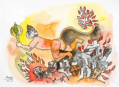 M.F. Husain (Artist), Hanuman, Painting