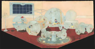 M.F. Husain (Artist), Blue Nursery with Snow White, 1943, Painting