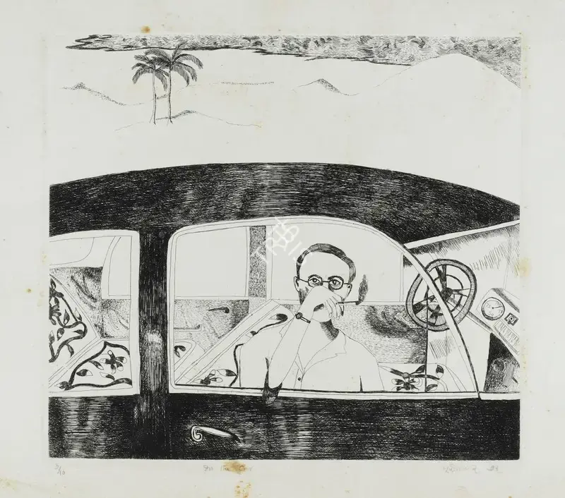 Bhupen Khakhar (Artist), In the Car, 1972, Graphic Art