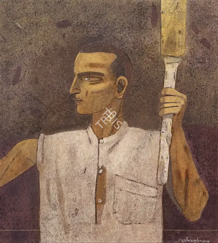 Pyne, Ganesh (Artist). Untitled (The Torch), 2003 | Painting, AG.Mum/26.09.24, 2024 · Asta Guru