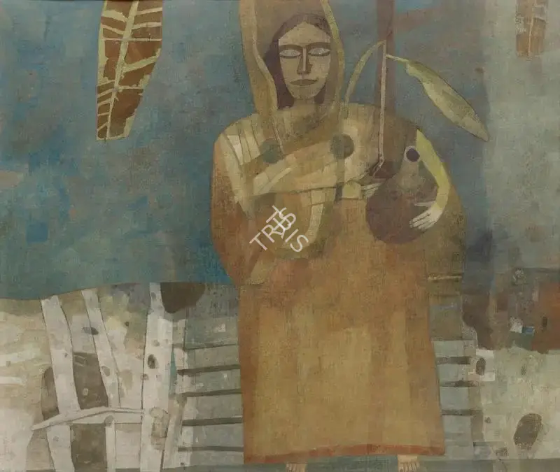 Pyne, Ganesh (Artist). Woman Sowing, c.1970s | Painting, Sa.Mum/13.10.21, 2021 · Saffronart