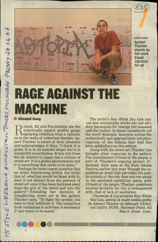 Gitanjali Dang (Reporter), Rage Against the Machine, 2006, Newspaper Clipping