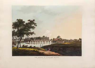 H. Merke (Printmaker), The Bridge at Juonpore, Bengal, 1804, Aquatint