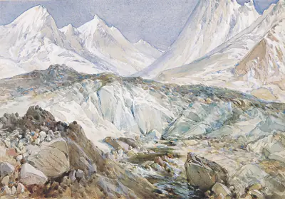 William Simpson (Artist), The Cow's Mouth (Gomukh), 1894, Painting