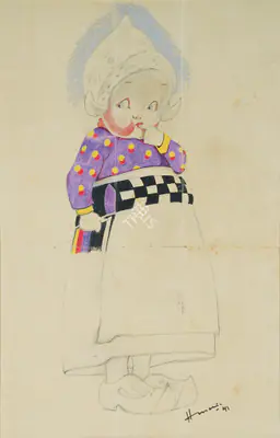 M.F. Husain (Artist), Girl, 1941, Drawing