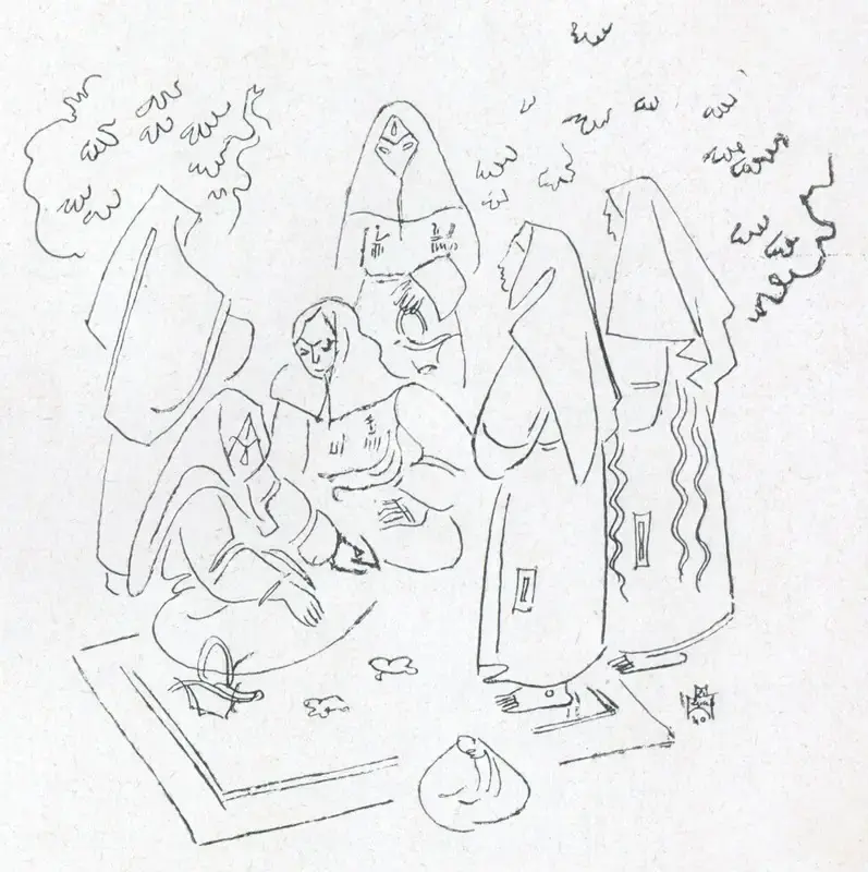 Shiavax Chavda (Artist), Sketches of Kashmir Life, 1940, Sketch