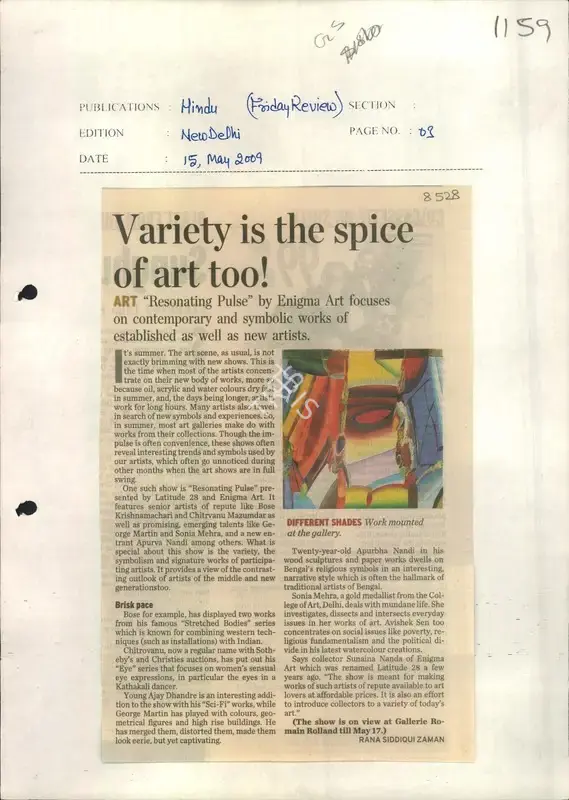 Rana Siddiqui Zaman (Reporter), Variety is the Spice of Art too, 2009, Newspaper Clipping
